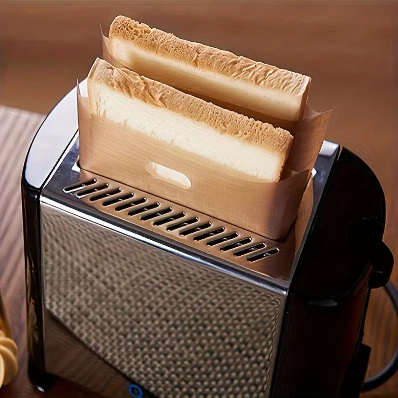 Toaster Bags, 5 Counts Non-stick Reusable Grilled Cheese Toaster Bags, Heat Resistant for Grilled Cheese Sandwiches, Chicken, Nuggets, Panini and Garlic Toasts, Birthday Gift Ideas 5