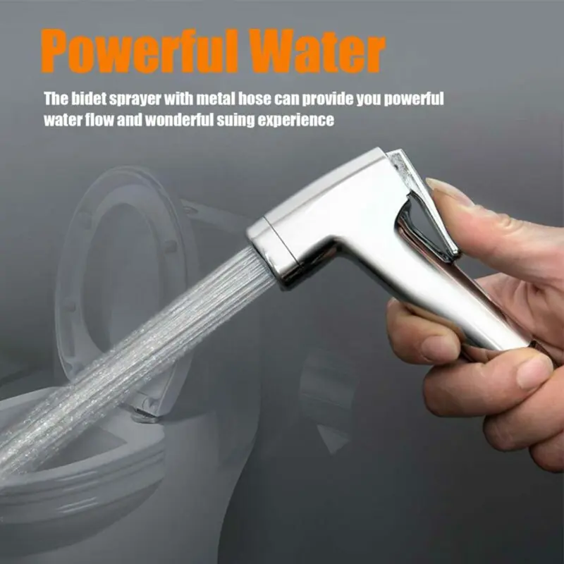 Chrome Bidet Shattaf Douche Spray Hygienic Toilet Shower Head Hose Set 6