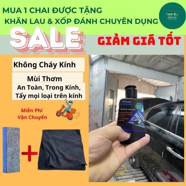 Gel Vệ Sinh Ố Kính Ô Tô Colin Car ( dạng ủ) tẩy màng dầu, Ố Kính, cặn canxi 200ml (tặng mút và khăn lau) tẩy ố màng dầu 1