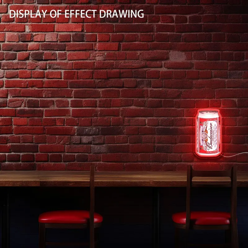 Budweiser Beer Pattern LED Neon Sign, USB Powered Wall Neon Light, Novelty Lighting for Home Party Bar Shop Decoration 3