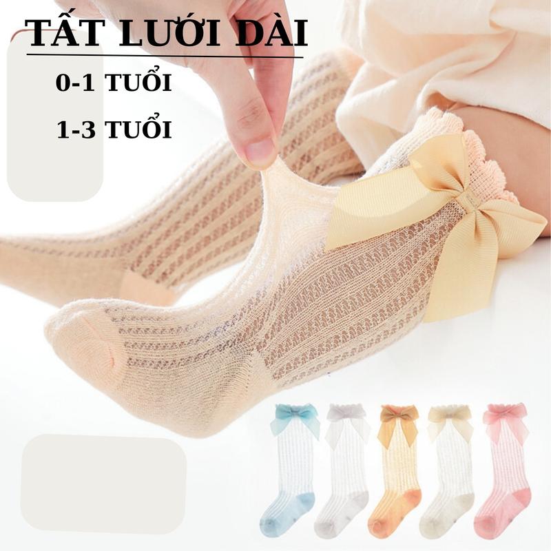 Mã 05 [0-1 tuổi]Tất lưới lửng đùi gối  có cho bé xinh xắn phong các hiện đại nơ