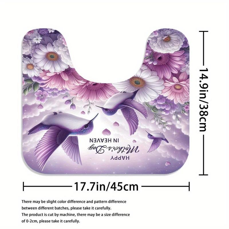 Product Introduction of Flower Pattern Bathroom Decorations, 4 Counts/set Including Shower Curtain & Toilet Lid Cover & Mat & U-shaped Mat, Bathroom Decor Supplies 8