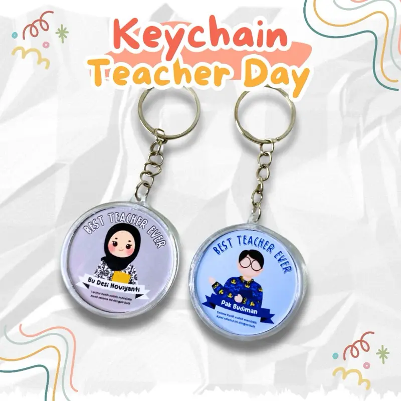 Gantungan kunci Animasi Hari Guru / Hadiah hari guru keychain custom nama spesial design hari guru teacher day hadiah kado termurah hari guru keychain custom nama guru tersayang keychain best teacher ever