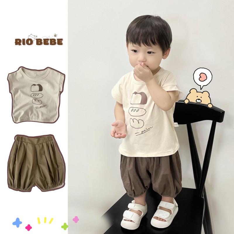 [QCCC -RiO] Set bộ áo bánh mì LOẠI1 QC cotton + quần bom lửng dáng rộng chute cho bé trai bé gái - BC23