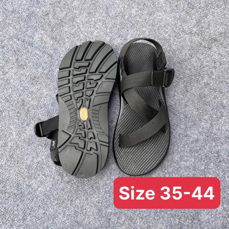 ( Size 35-44) Sandal Chaco đen full black (Đế thường) Dép xăng đan đế cao su PU đi êm chân-đầm