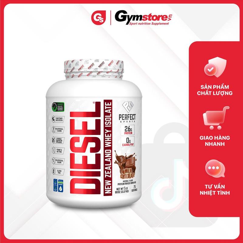 Bột hỗ trợ tập gym Protein Perfect Diesel Whey Isolate New Zealand 5 Lbs 75 Servings | Hỗ trợ phát triển cơ | GYMSTORE