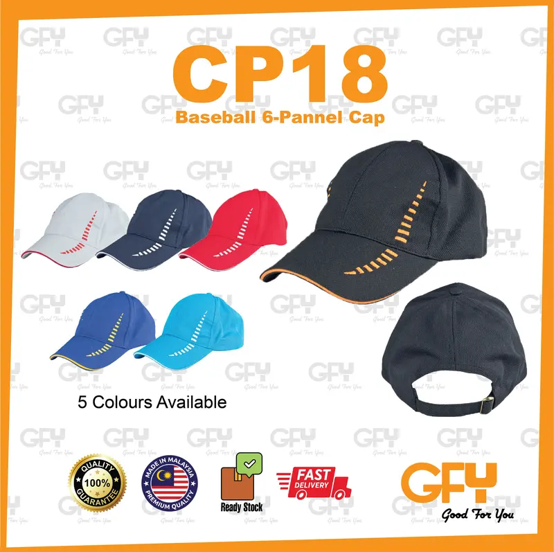 Good Quality CP18 6-Panel Baseball Cap 100% Polyester - 6 Colors ...