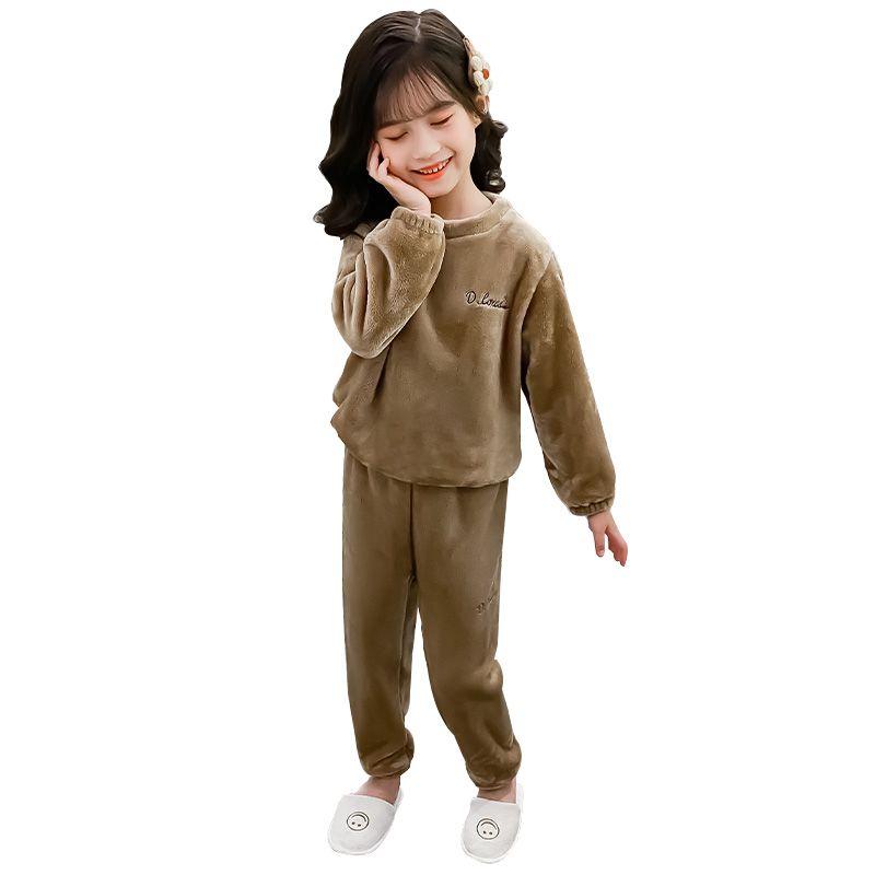Bộ Đồ Ngủ Cho Bé Gái, Chất Liệu Nhung San Hô, Dày Dặn Cho Mùa Thu Và Mùa Đông, Thích Hợp Cho Trẻ Em Và Phụ Nữ, Áo Cánh Và Quần Ấm Áp, Trang Phục Mặc Nhà Cho Cha Mẹ Và Con Cái 5