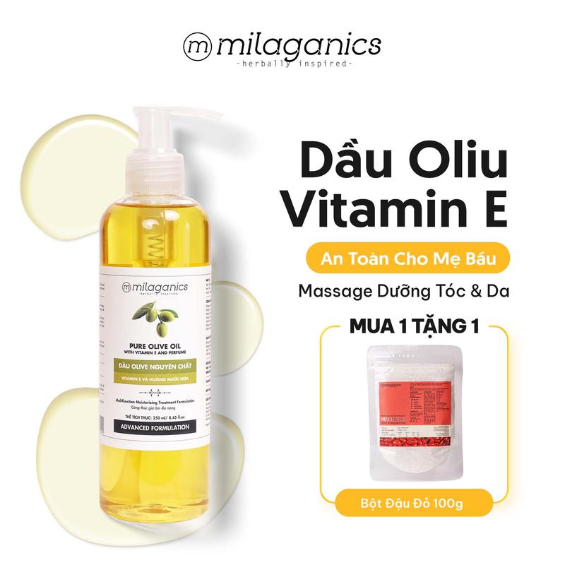 Dầu Olive Dưỡng Da Body Oil Da Mặt MILAGANICS - Dầu Oliu Ép Nguội Extra Light Nguyên Chất Dưỡng Tóc Mềm Mượt Dưỡng Mày - Dầu Dưỡng Ẩm Da Tay, Dưỡng Môi, Dưỡng Mi Nữ - Dầu Mát Xa Mặt Nâng Cơ Spa Dưỡng Sinh Làm Đẹp Da Massage Women Dưỡng Thể Dưỡng Body Tea