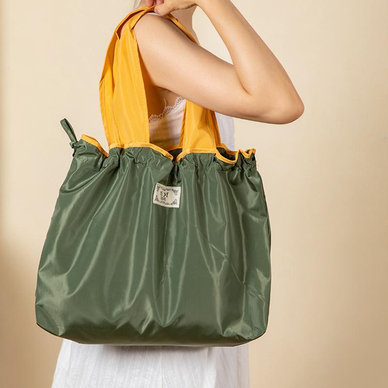 Product Introduction of Reusable Grocery Bag Large Capacity Foldable Shopping Bag With Drawstring Closure Foldable Eco-Friendly Shoulder Bag 26