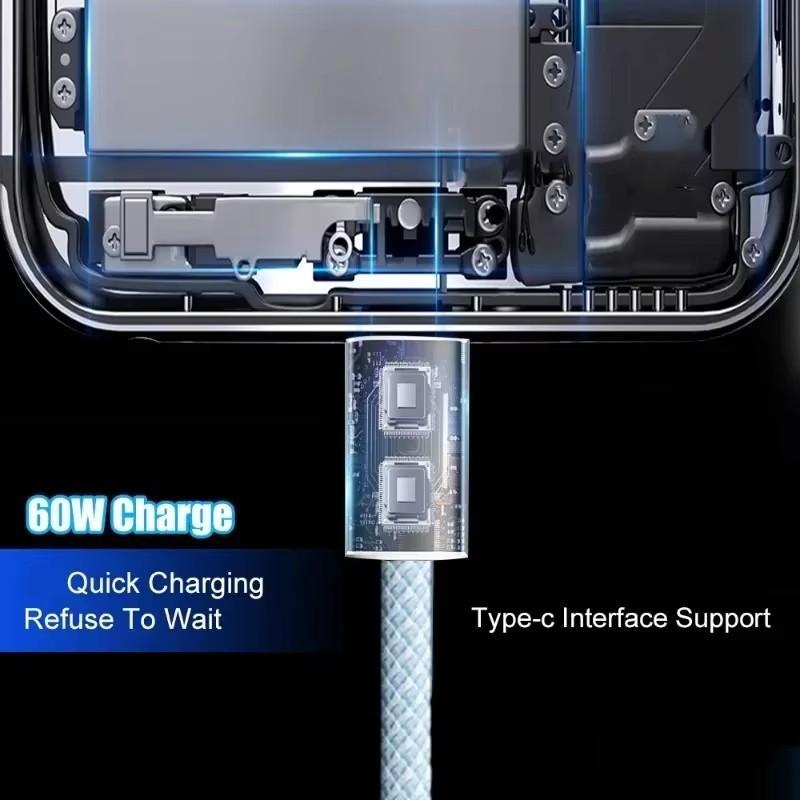 PD 60W Fast Charging Data Cable, USB Type C to Type C Fast Charging Cable, Data Transmission Cable Compatible with iPhone iPad VIVO OPPO Samsung 3