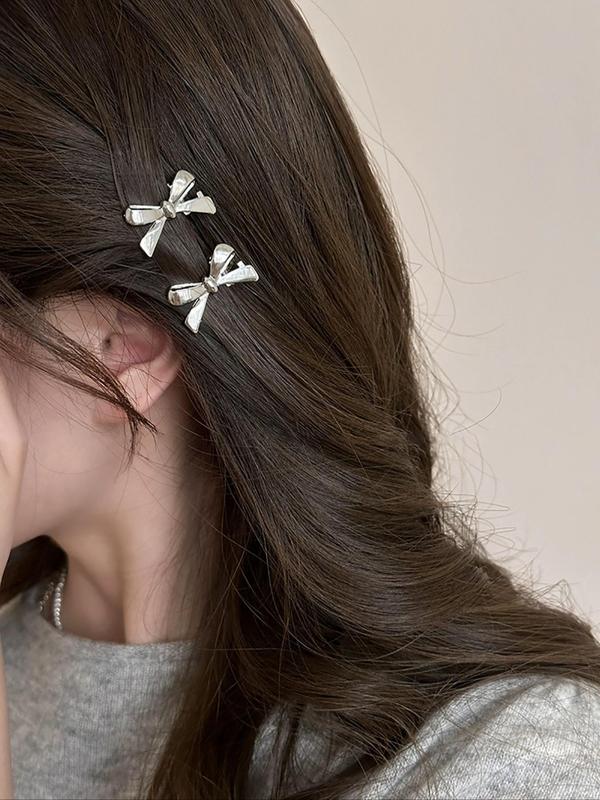 Cute Bow Decor Mini Hair Clip (4counts), Fashionable Hair Accessories for Women & Girls, Lovely Hairwear Barrettes for Daily Used 3