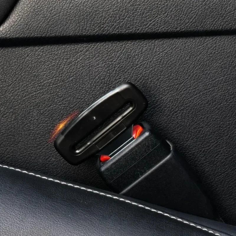 2pcs Car Safety Belt Lock Universal Adjustable Black Straight Lock Tongue Clips Insert Metal Automobiles Fastener Accessories 2