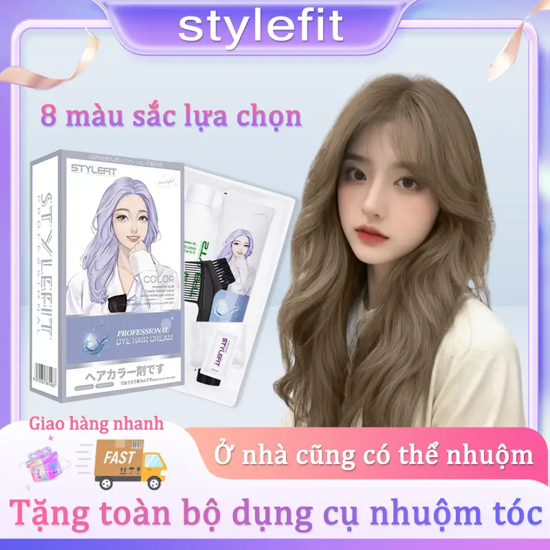 Thuốc nhuộm tóc STYLEFIT màu yêu thích nhất,phủ bạc,nâng tone da, không làm tổn thương da đầu Đổi Màu Tóc Nữ