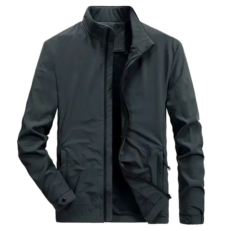 jaket pria high collar taslan waterproof
