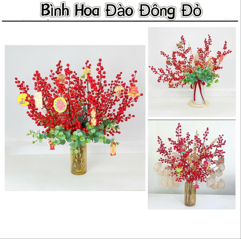 [Kèm bình] Set Bình Hoa Đào Đông Trang Trí Tết có tất cả như hình Decor Trang Trí Nhà Cửa