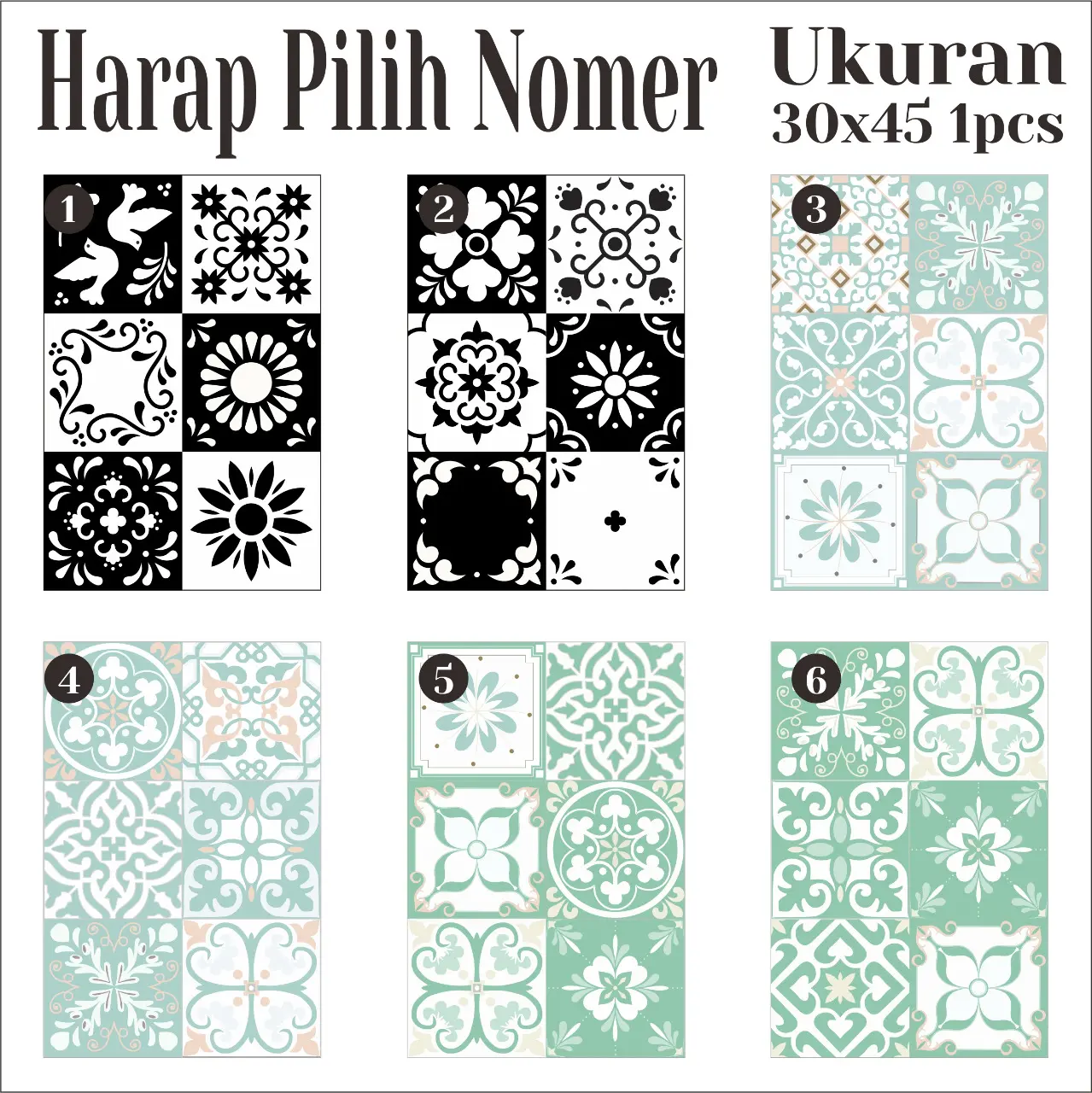 Stiker Tegel Lantai Dan Dinding (30x45cm) Motif 6