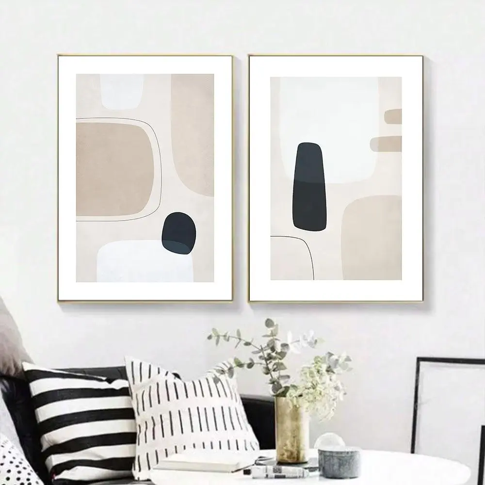 Modern Abstract Geometric Art Unframed Painting, 2 Counts/set Canvas Wall Art, Wall Decor for Home Living Room Bedroom Office