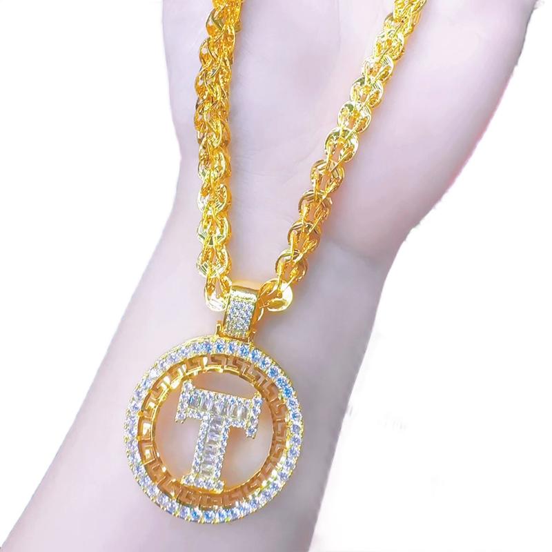 Dây Chuyền kiểu tròn Phụng 1 Lượng Phối Mặt Chữ T 4c2 Móc Tròn có đóng kí hiệu Women Trang Sức