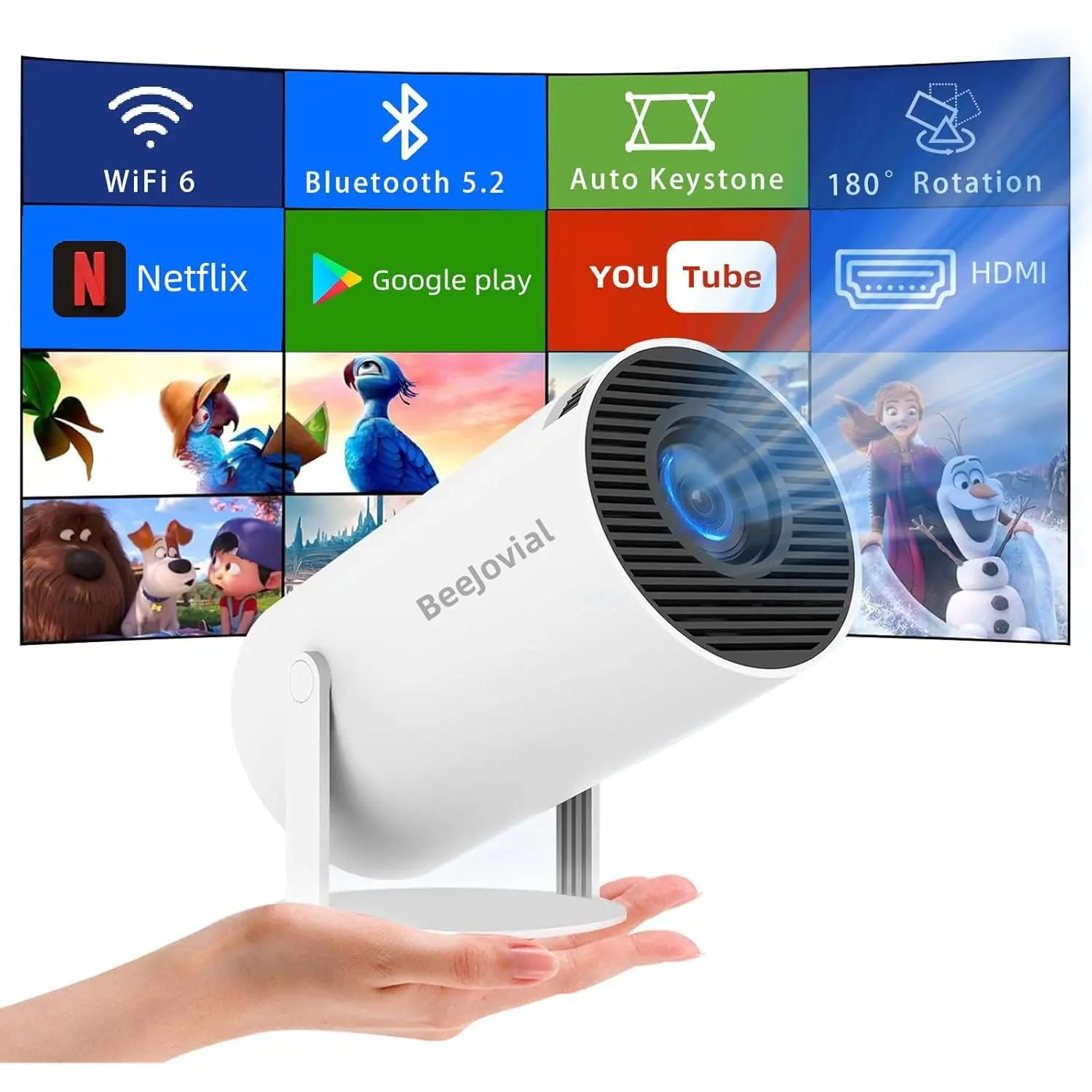 Portable Projector WiFi Bluetooth: Auto Keystone Mini projector for IOS ...