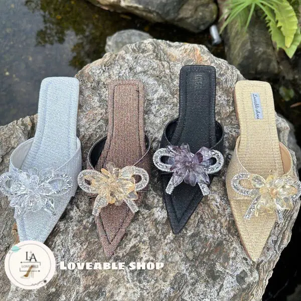 LOVEABLE-STORE  - DÉP BẢN QUAI MŨI NHỌ NƠ ĐÁ  CHÙM   PHA LÊ CAO CẤP , ĐẾ CHỐNG TRƠN TRƯỢT  MANG NHẸ ÊM CHÂN 0