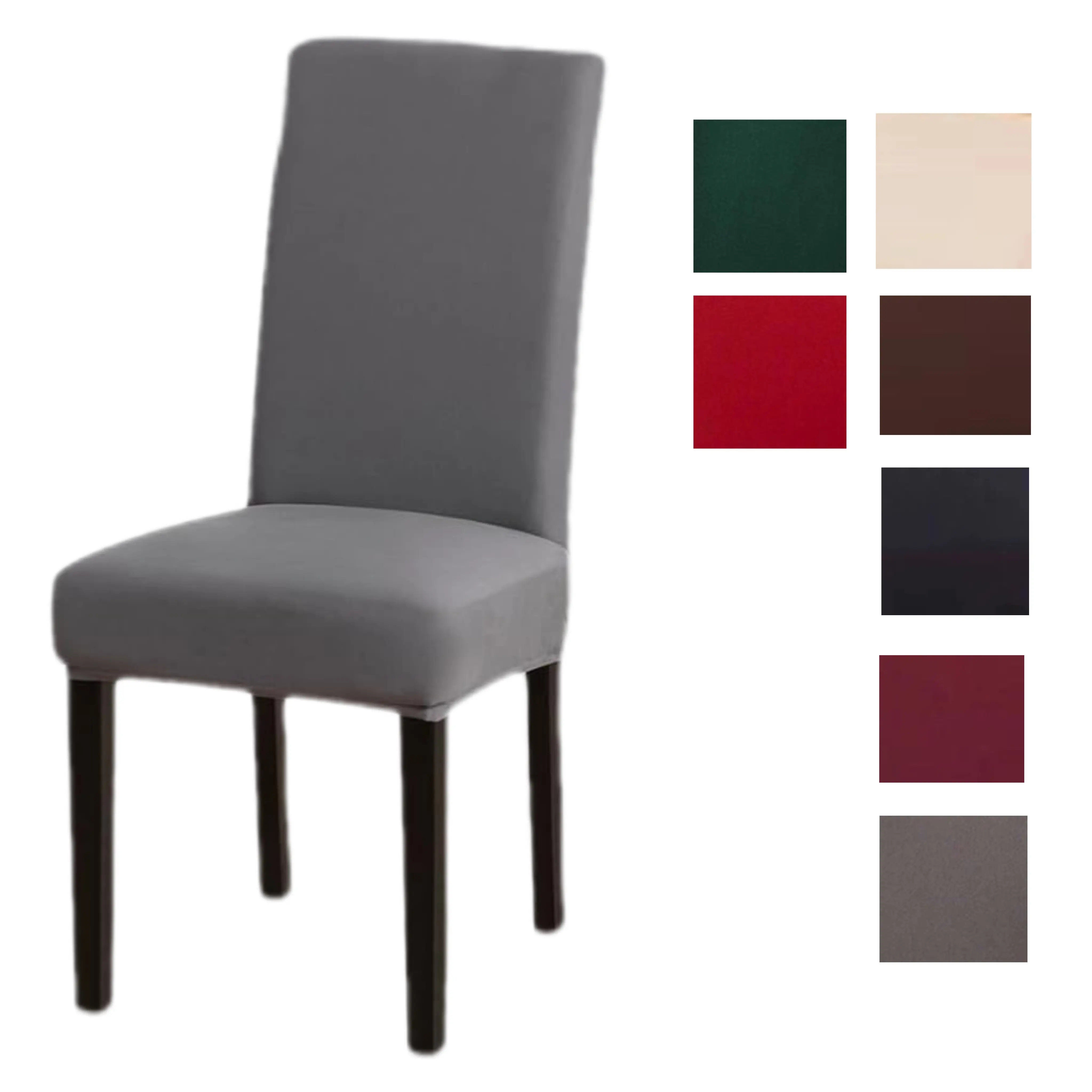 Plain Color Chair Cover Spandex Stretch Elastic Dining Seat Cover