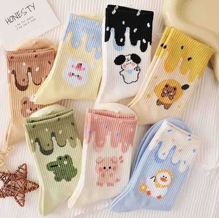 Set 5 đôi tất nữ hoạ tiết hoạt hình ngộ nghĩnh LILA  TTHUCUNG14 Cotton Women