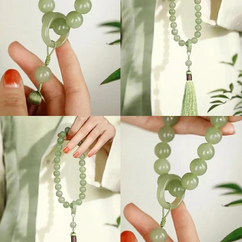 Vòng Cổ Vòng Tay Tua Rua, Hạt 12Mm Đá Xanh Lá Cây, Charm Phật Mala Phật Giáo Tây Tạng Chuỗi Mân Côi Yoga Cho Nam Và Nữ 2