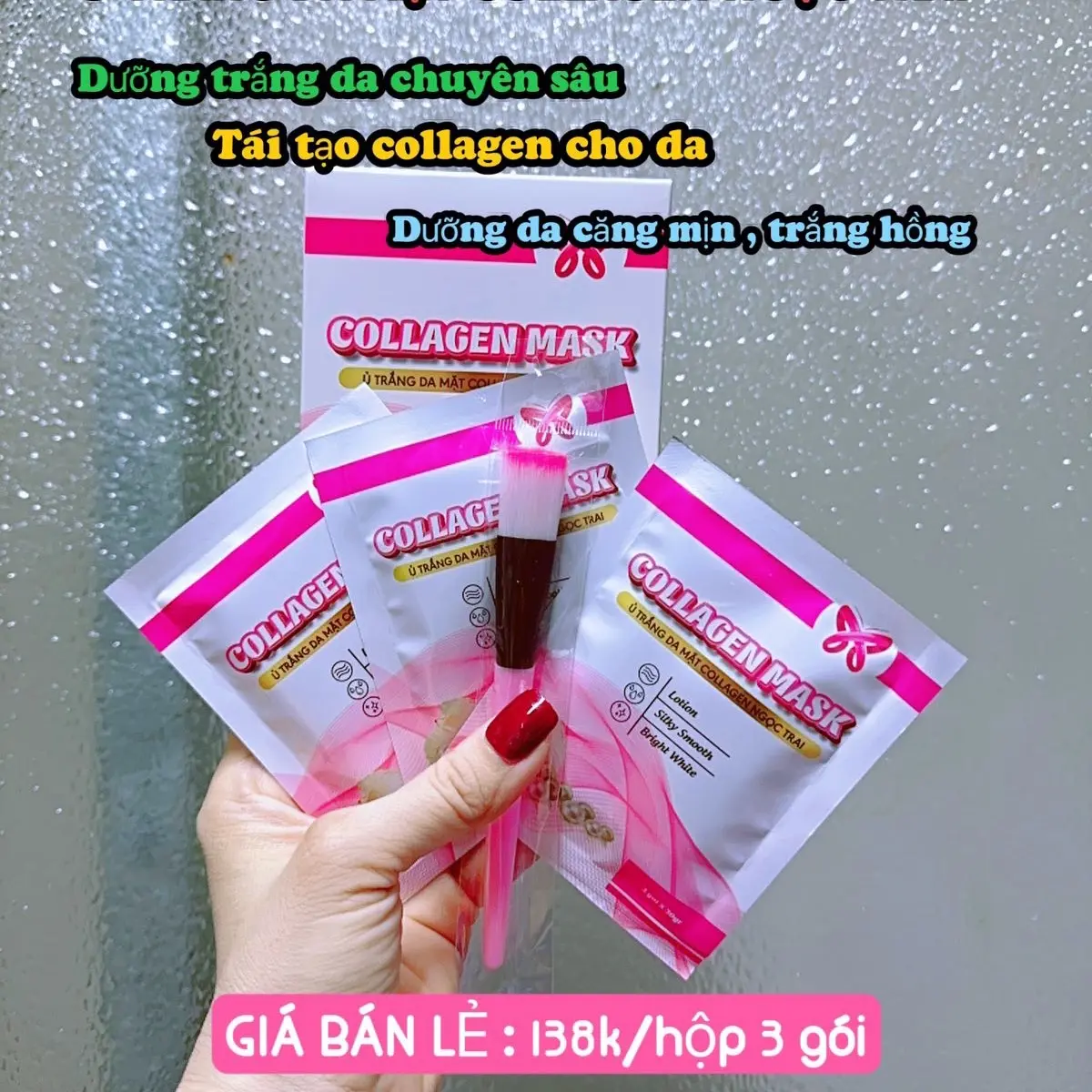 (tặng kèm cọ) Ủ trắng da mặt 1hộp 3gói