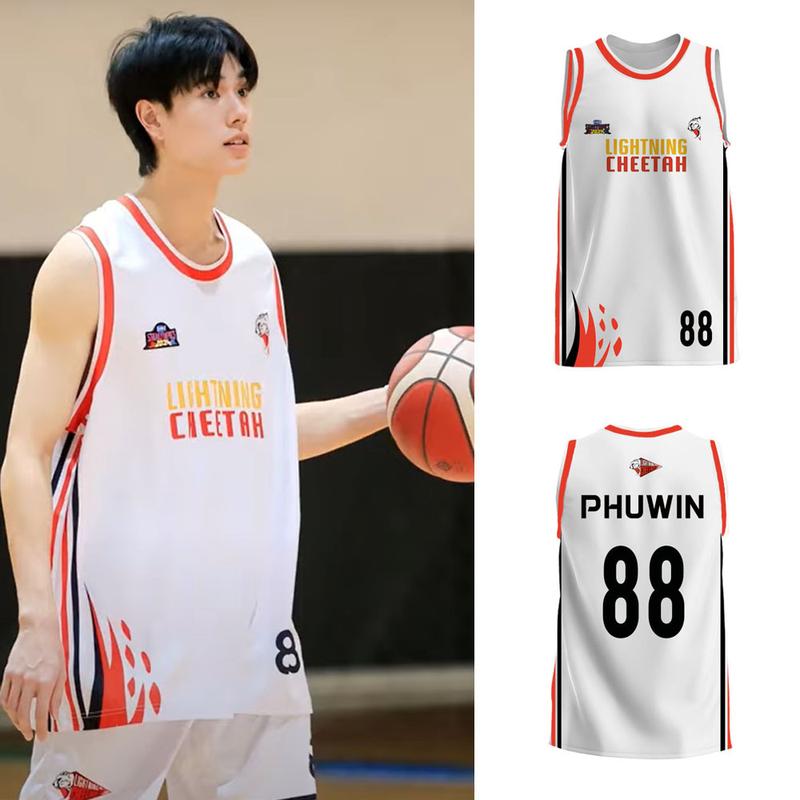 Áo Thi Đấu Cheetah Lightning, Áo Thi Đấu Vest Trắng, Áo Thi Đấu Cổ Tròn, Thời Trang Thường Ngày Thoải Mái Và Dễ Phối Đồ Áo Thoáng Khí, Thích Hợp Cho Gmmtv STARLYMPICS, Áo Thi Đấu Trò Chơi Bóng Rổ, Hàng Có Sẵn 0