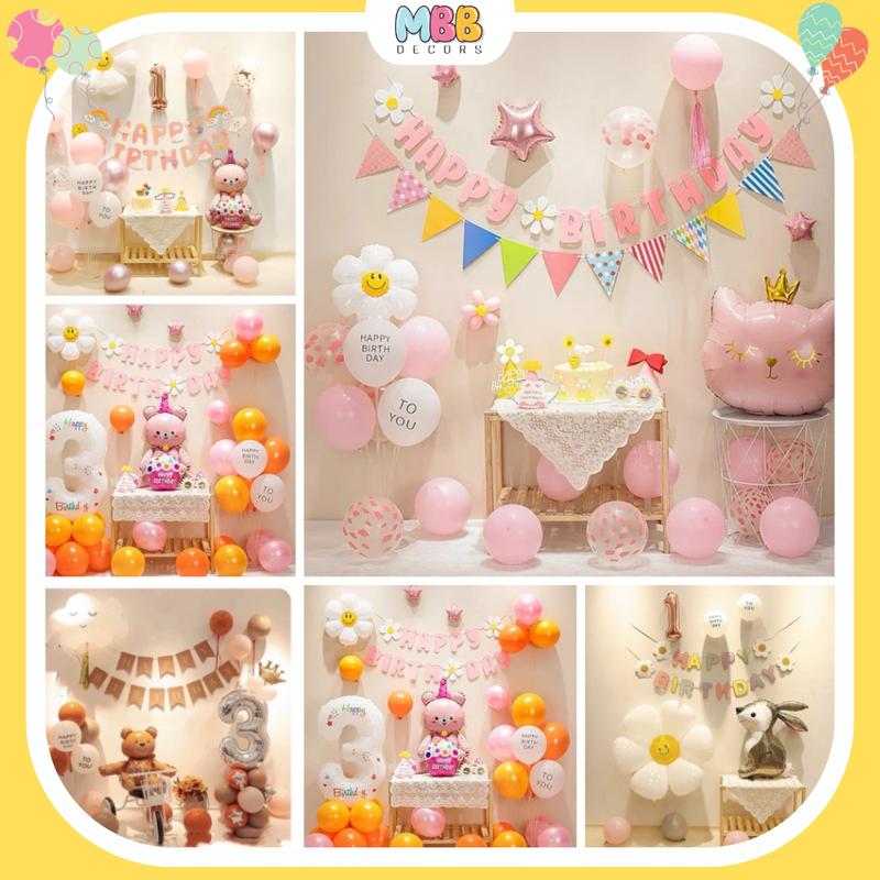 Tổng Hợp Set Bóng Trang Trí Sinh Nhật Cho Bé Trai Bé Gái, Người Lớn Nhiều Màu, Set Bong Bóng Bay Happy Birthday