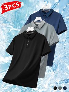 Men's Solid Color Polo Shirt, Regular Fit Casual Short Sleeve Collared Top for Summer, Fashion Men's Clothes for Daily Wear
