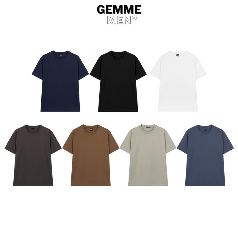 Áo thun trơn big size Cotton 250gsm GEMME MEN 55 - 150kg  chuẩn form Unisex Menswear Cổ Tròn