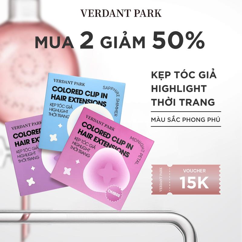 Kẹp tóc giả highlight VERDANT PARK thời trang trendy nhiều màu sắc phong phú cá tính nổi bật hồng khói ombre xám tím verdantpark VDPK10