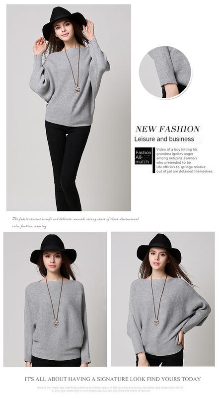 Product Introduction of 2024 European and American Knitwear for Autumn and Winter Solid Color Loose Long Sleeves Sweater Batwing Shirt Women Minimalist Lingerie Tops Womenswear Tops Comfort Knitting Basic 6