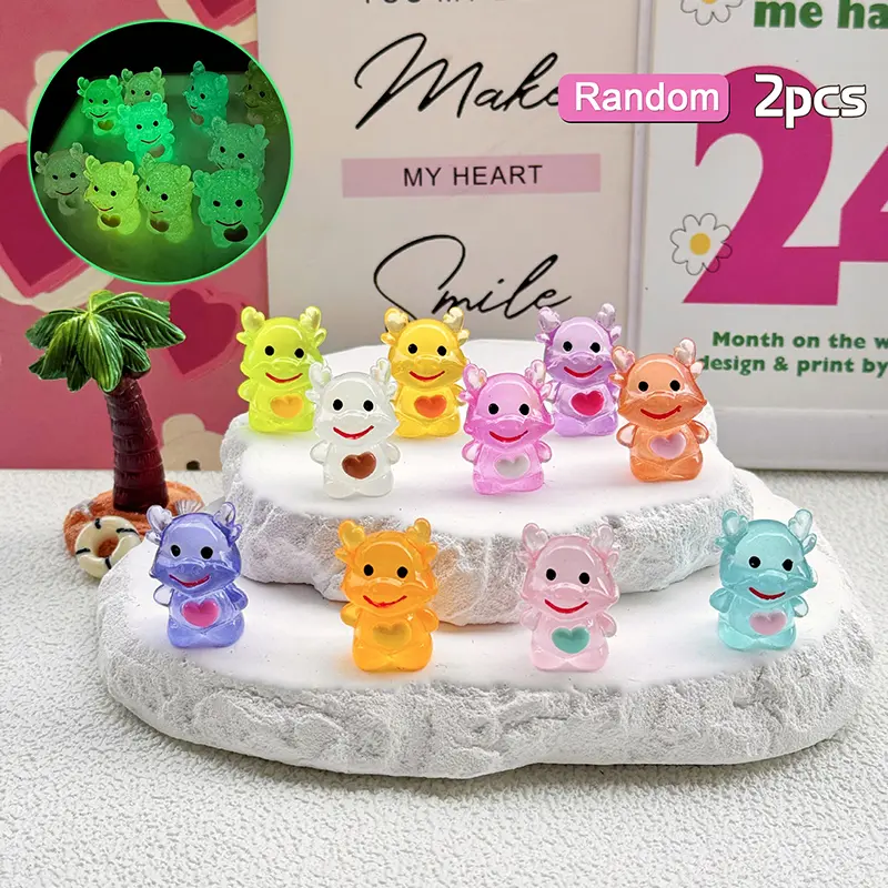 Đồ Trang Trí Bàn Làm Việc Rồng Hoạt Hình, Dễ Thương Và Kawaii, Tượng Thu Nhỏ, Phụ Kiện Gia Đình Tự Làm, Đồ Trang Trí Nhỏ Cho Ô Tô, Quà Tặng, Bộ 2 Chiếc