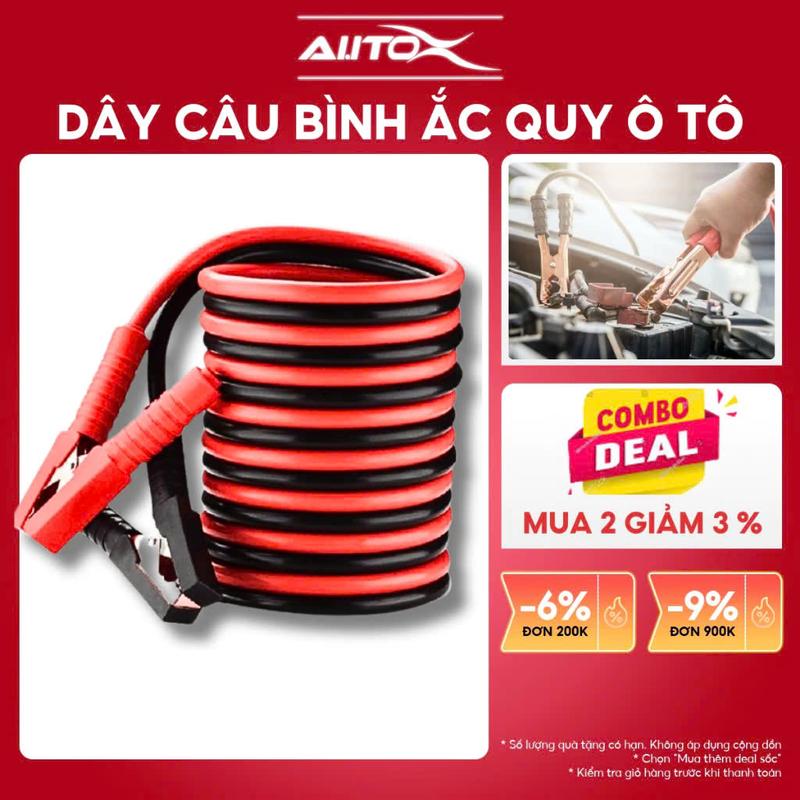 Dây câu bình ắc quy ô tô AutoX giúp kích điện ắc quy cứu hộ lõi mạ đồng siêu to chịu tải đến 2000A