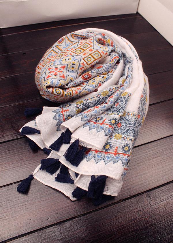 Product Introduction of Khăn Quàng cổ Quàng Cổ Dài, Dành Cho Nữ, In Họa Tiết Bohemian, Chất Liệu Vải Lanh Và Cotton Mềm Mại, Thiết Kế Lưới Kim Cương, Thích Hợp Che Nắng, Hàng Mới Về Từ Hàn Quốc, Khăn Choàng Hoa Tulip Women 9