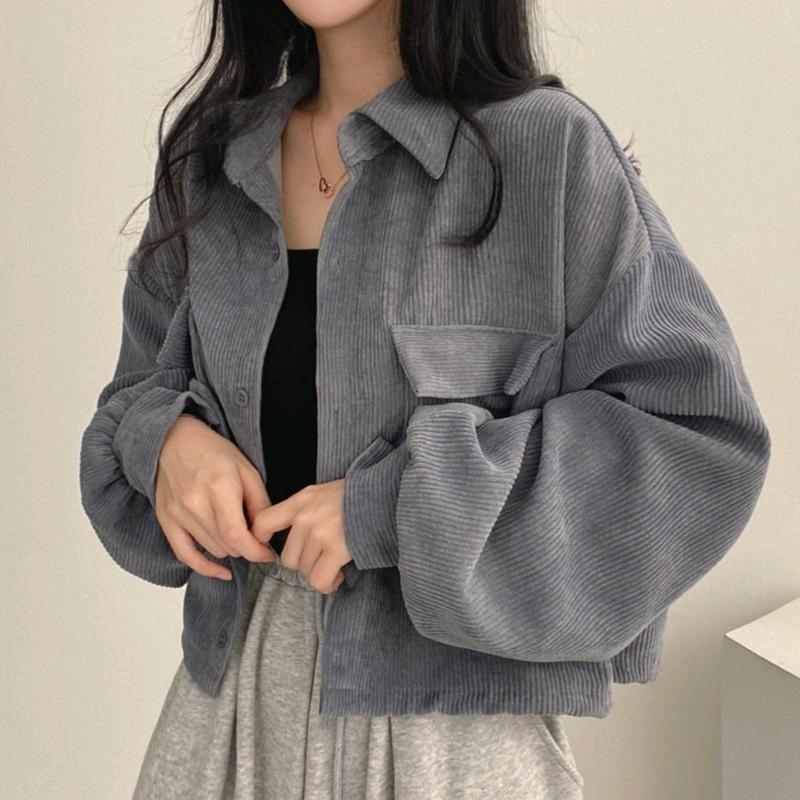 M FESYEN | JEYA JAKET WANITA KEKINIAN KOREAN STYLE | KEMEJA WANITA CROP TOP LENGAN PANJANG | OUTFIT WANITA KEKINIAN | OOTD KOREAN STYLE | OUTER WANITA | JAKET CORDUROY | JAKET OVERSIZE 7