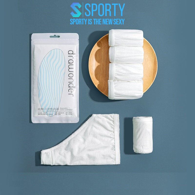 Quần Lót Giấy Nam Nữ Cotton SPORTY, Dùng 1 Lần, Đáy Quần 2 Lớp, Dùng Khi Đi Du Lịch, Mẹ Bầu Đi Sinh