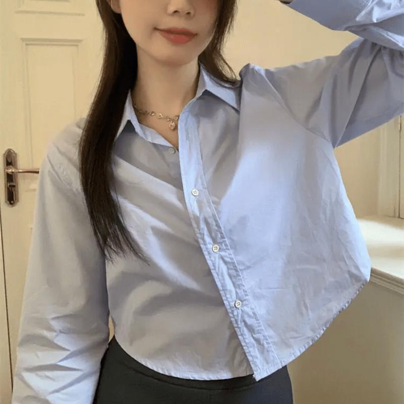 Áo Croptop Sơ Mi Nữ Dáng Lửng Freesize Thêu Ngựa Chất Kaki Cotton Cao Cấp | SUBICI