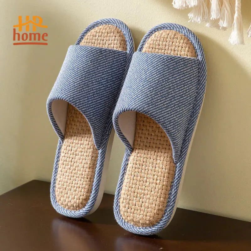 Dép BASIC Đế Cói Vải Lanh Đi Trong Nhà, Thiết Kế Đơn Giản và Sang Trọng, Đế Cao Su Non Chống Trơn Trượt, Đi Trong Nhà, Thích Hợp Cho Nam Nữ Và Cặp Đôi Gia Dụng HP HOME 5