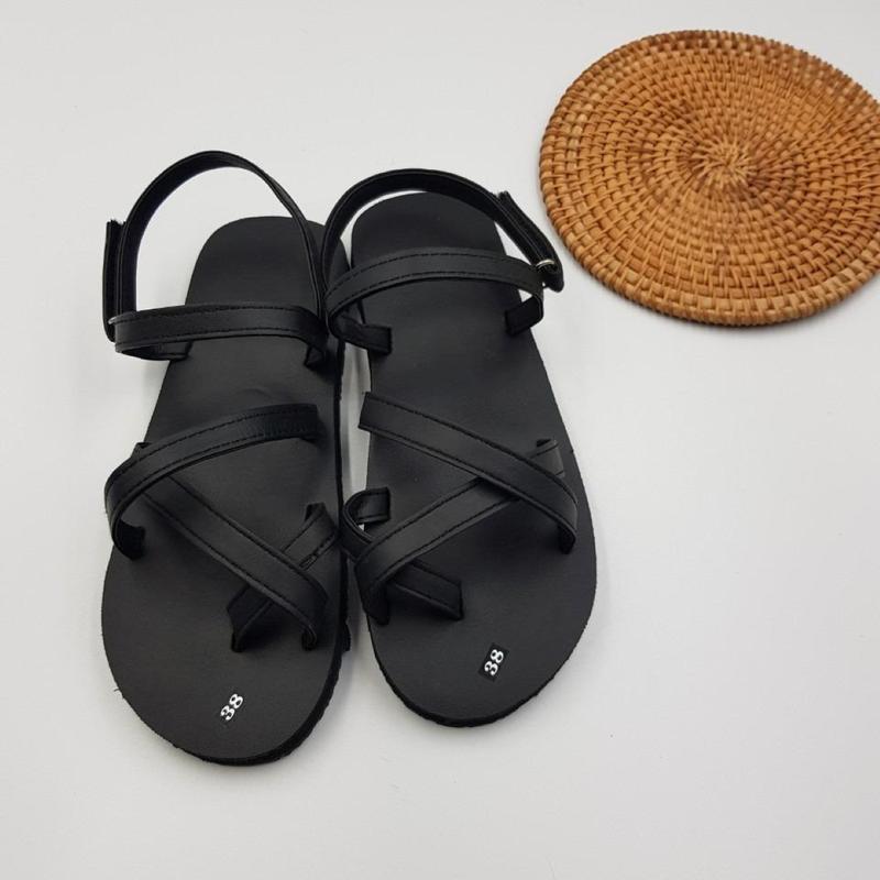  Xăng đan đế bệt A22 đen size 34 đến 42 Sandal Đế Bằng Nam 