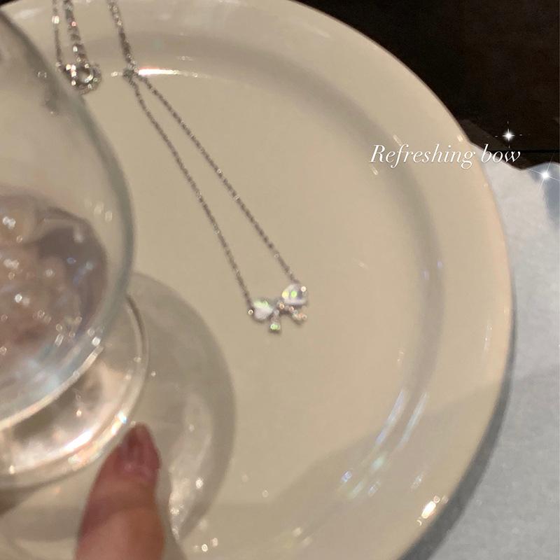 Product Introduction of ins pure desire style summer sweet bow necklace female light luxury niche design clavicle chain 2024 new 9