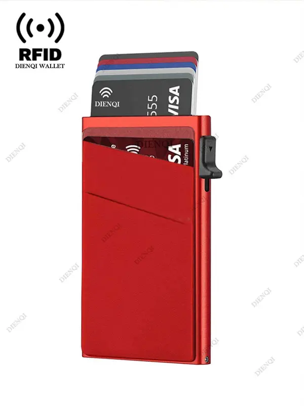 Minimalist Rfid Blocking Card Holder, Organizer Storage, Slim Thin Card Case with Automatic Pop-up Slot for Men, Money Clip & Lightweight Portable Card Holder, Card Organizer, Wallet for Men, Office Accessories 6