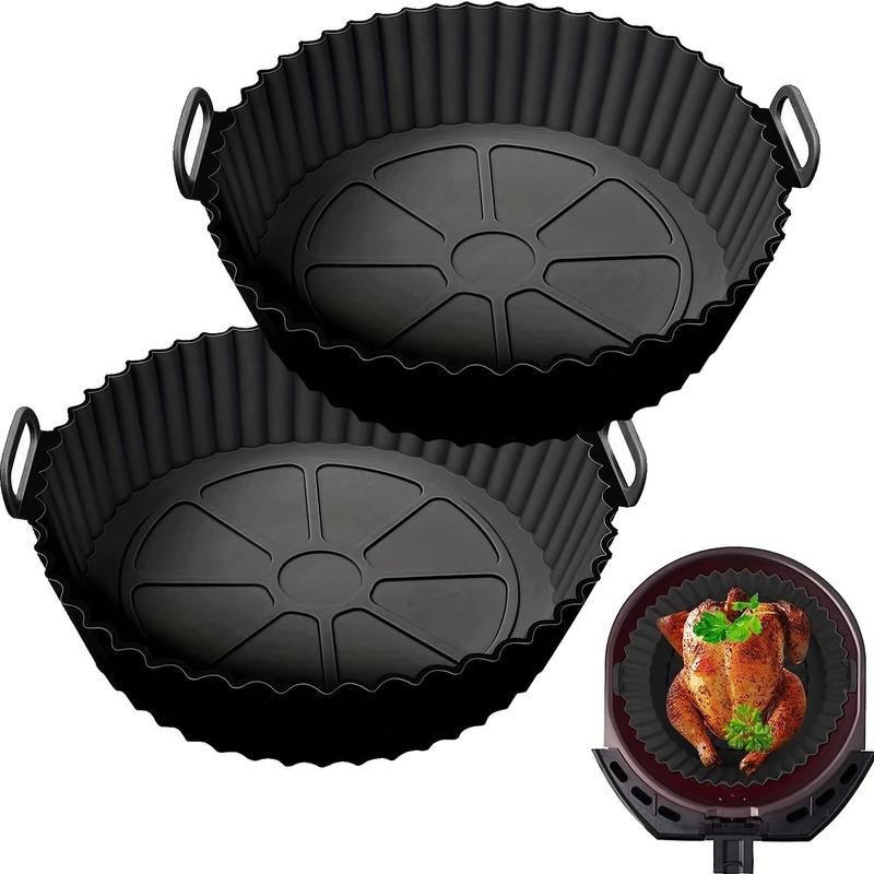 Silicone Heat Resistant Air Fryer Liner, 2/3/6 Counts Reusable Non-stick Air Fryer Baking Pan, Kitchen Baking Accessories, Baking Supplies 1