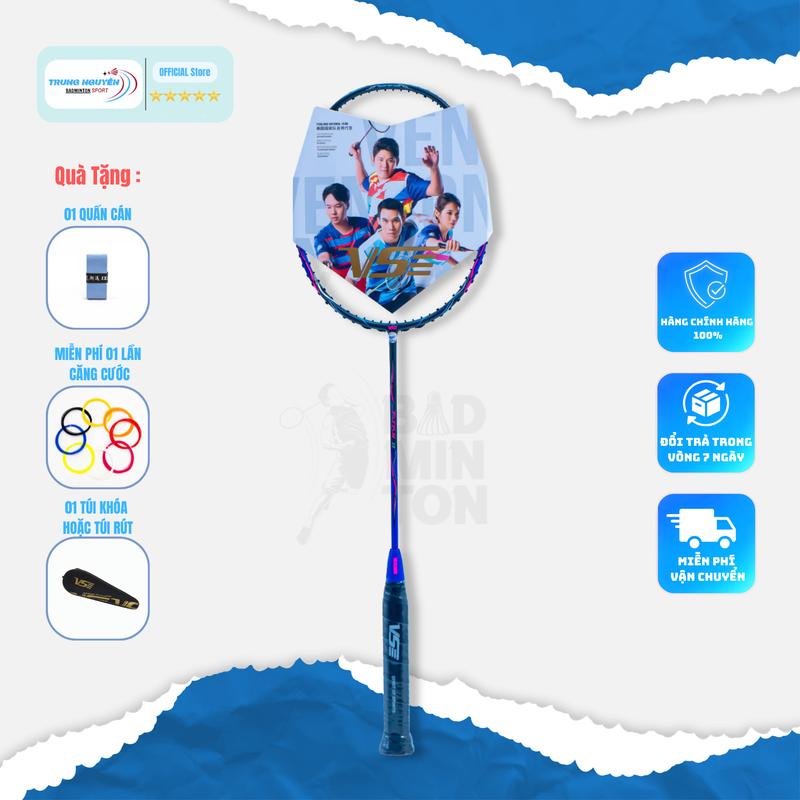 Vợt Cầu Lông Vs TiTan 8 Chính Hãng Đế Đen/3D Carbon. Căng Max 16Kg. Căng Dây Sẵn 11Kg .Tặng 1 Quấn Cán Tặng 1 Bao Đựng BH 3 Tháng