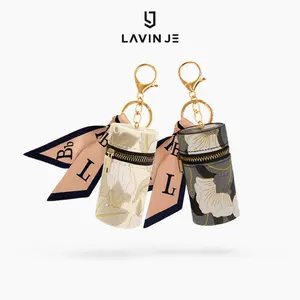 LAVIN JE Bag Charm Floral Pouch Gantungan Tas Pouch Silinder Gantungan Kunci Floral G1118