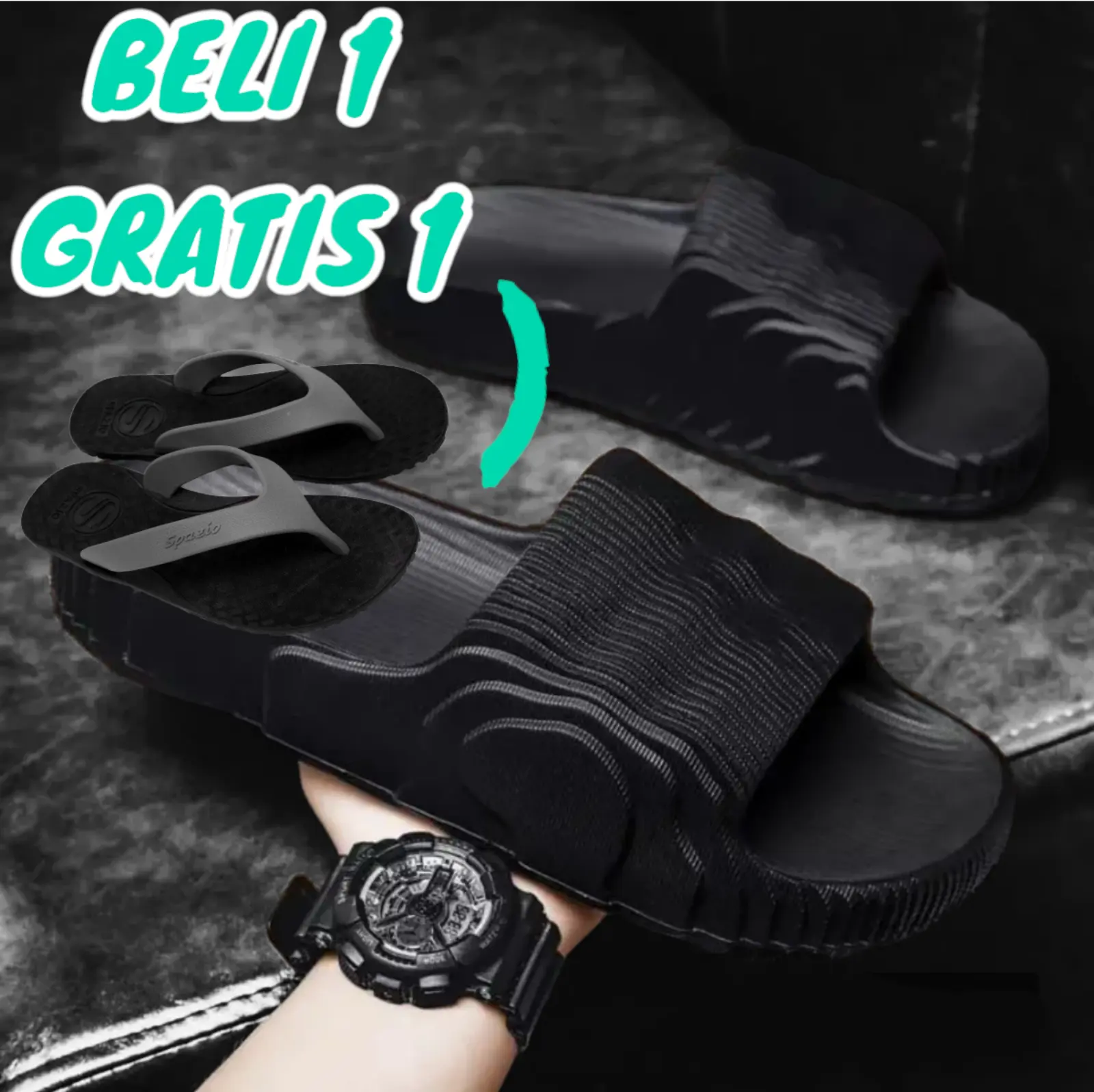 Sandal Slip On Pria Dewasa Adilette Luar Ruangan Sendal Slop Pria Dalam Ruang Bahan Eva Phylon Berkualitas Lentur Tidak Licin. Shoes Selop Karet