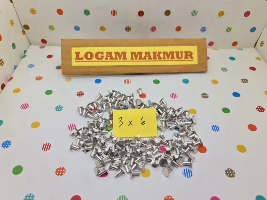 [FLASH SALE] PAKU KELING ALUMUNIUM 3x6MM - KEPALA PIPIH
